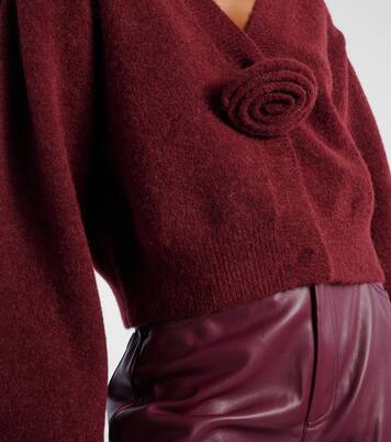 Floral-appliqué wool-blend cardigan  | Rotate