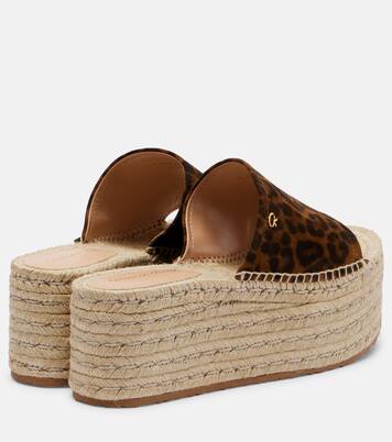 Bedruckte Espadrille-Pantoletten aus Veloursleder | Gianvito Rossi