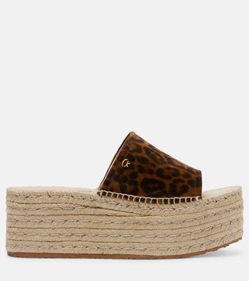 Bedruckte Espadrille-Pantoletten aus Veloursleder | Gianvito Rossi
