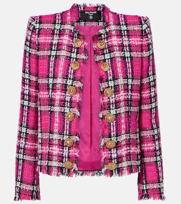 Checked cotton and wool-blend tweed jacket | Balmain