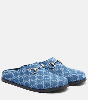 Horsebit GG denim mules | Gucci