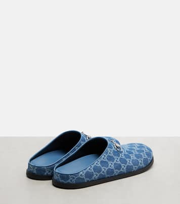 Horsebit GG denim mules | Gucci