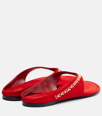 Sun-kissed embellished suede thong sandals | Herbert Levine