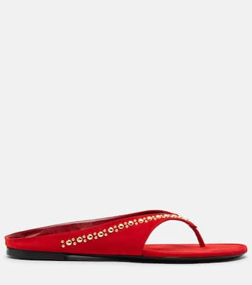 Sun-kissed embellished suede thong sandals | Herbert Levine