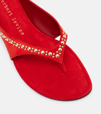 Sun-kissed embellished suede thong sandals | Herbert Levine