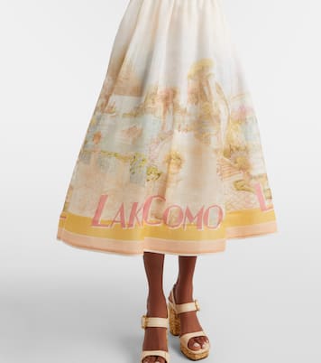 Como printed linen and silk midi dress | Zimmermann