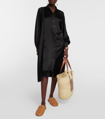 Shopper Large in foglie di palma e pelle | Loewe