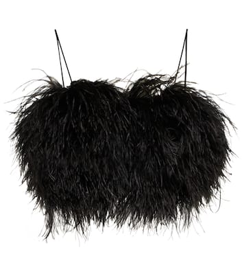 Feather-embellished crop top | David Koma