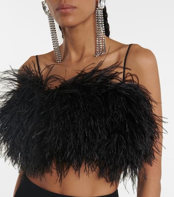 Feather-embellished crop top | David Koma