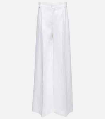 Pantalon ample à taille haute en lin et coton | Chloé