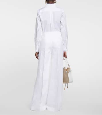 Pantalon ample à taille haute en lin et coton | Chloé