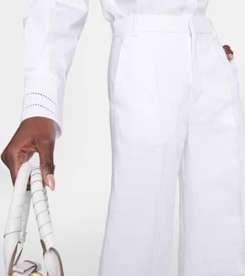 Pantalon ample à taille haute en lin et coton | Chloé
