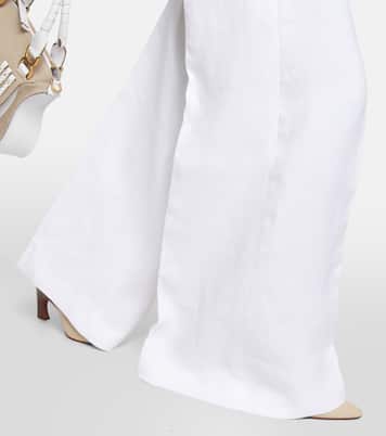 Pantalon ample à taille haute en lin et coton | Chloé