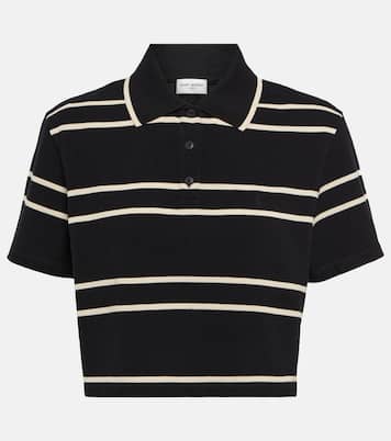 Polo cropped in piqué a righe | Saint Laurent