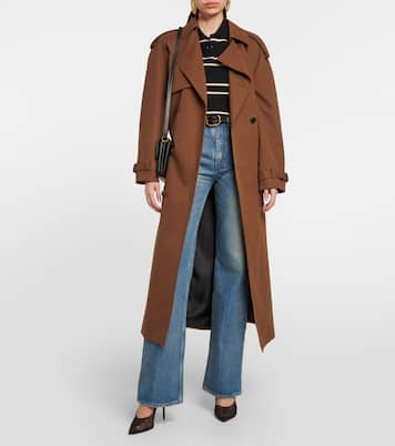 Polo cropped in piqué a righe | Saint Laurent