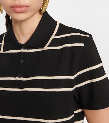 Polo cropped in piqué a righe | Saint Laurent