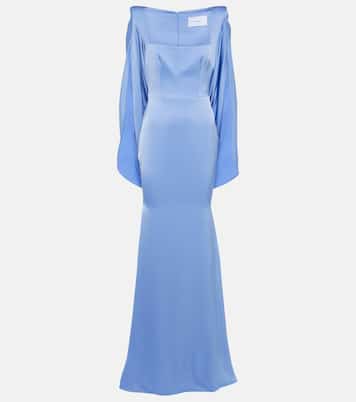 Caped crêpe satin gown | Alex Perry