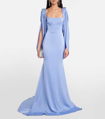 Caped crêpe satin gown | Alex Perry