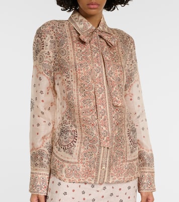 Matchmaker printed linen and silk blouse | Zimmermann