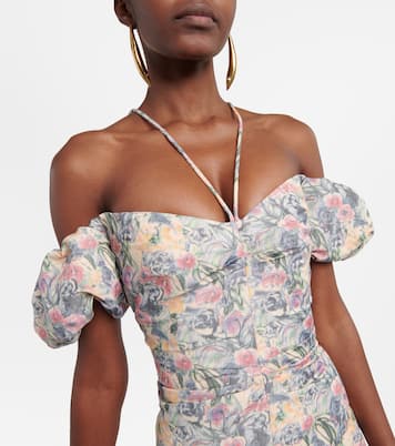 Vestido midi sin tirantes fruncido | Markarian