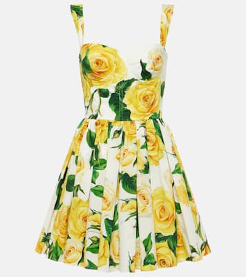 Miniabito in cotone con pieghe e stampa | Dolce&Gabbana