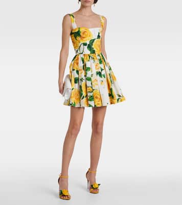 Miniabito in cotone con pieghe e stampa | Dolce&Gabbana