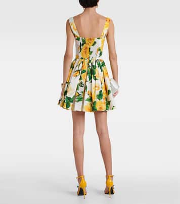 Miniabito in cotone con pieghe e stampa | Dolce&Gabbana