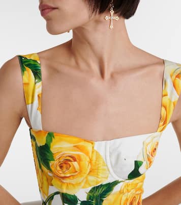 Miniabito in cotone con pieghe e stampa | Dolce&Gabbana