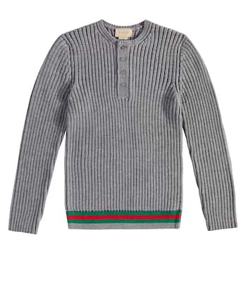 Web Stripe ribbed-knit wool sweater | Gucci Kids