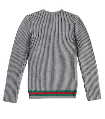 Web Stripe ribbed-knit wool sweater | Gucci Kids