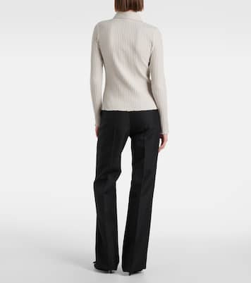Ribbed-knit cotton-blend polo pullover | Vince