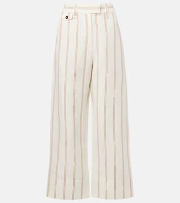 Pantalon chino rayé en lin et coton | Brunello Cucinelli