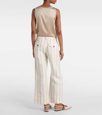 Pantalon chino rayé en lin et coton | Brunello Cucinelli