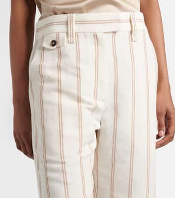 Pantalon chino rayé en lin et coton | Brunello Cucinelli