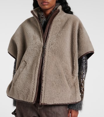 Monili leather-trimmed shearling jacket | Brunello Cucinelli
