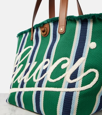 Large logo embroidered canvas tote bag | Gucci