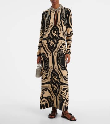 Vestido largo de seda estampado | Johanna Ortiz