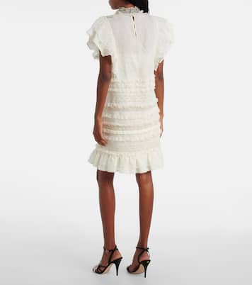 Ruffled lace and linen minidress | Valentino