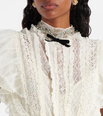 Ruffled lace and linen minidress | Valentino