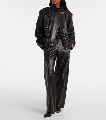 Pantalon ample Ciara à taille haute en cuir | Isabel Marant