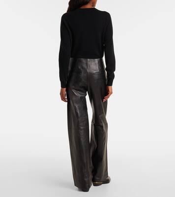 Pantalon ample Ciara à taille haute en cuir | Isabel Marant