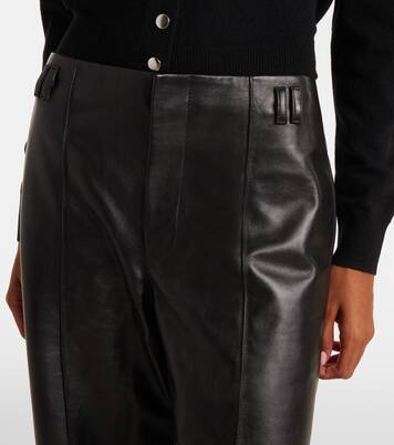 Pantalon ample Ciara à taille haute en cuir | Isabel Marant