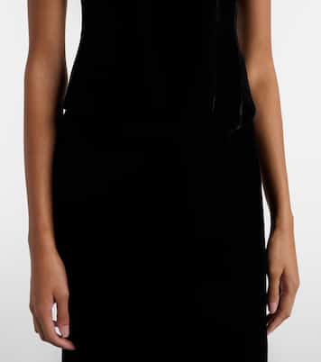 Off-shoulder velvet bustier gown | Costarellos