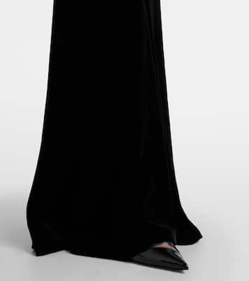 Off-shoulder velvet bustier gown | Costarellos