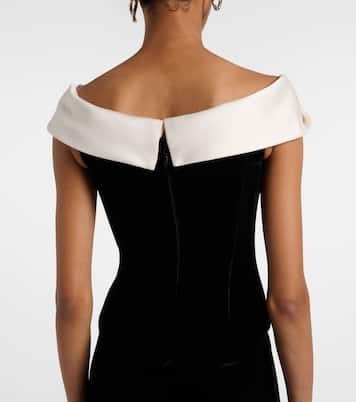 Off-shoulder velvet bustier gown | Costarellos