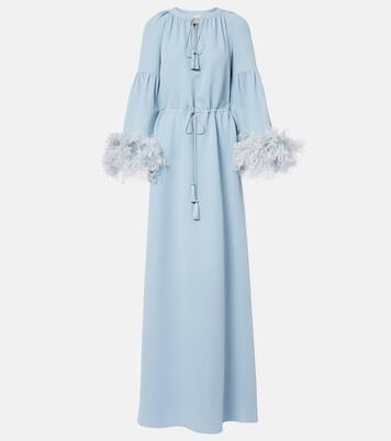 Feather-trimmed silk gown | Valentino