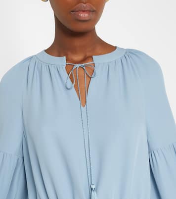 Feather-trimmed silk gown | Valentino