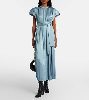Phare plissé satin midi dress | Joseph