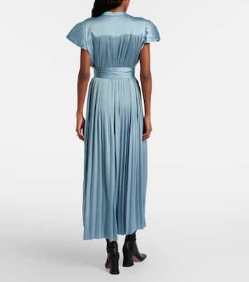 Phare plissé satin midi dress | Joseph