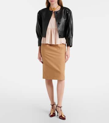 Falda tubo de gabardina de algodón y lino | Chloé